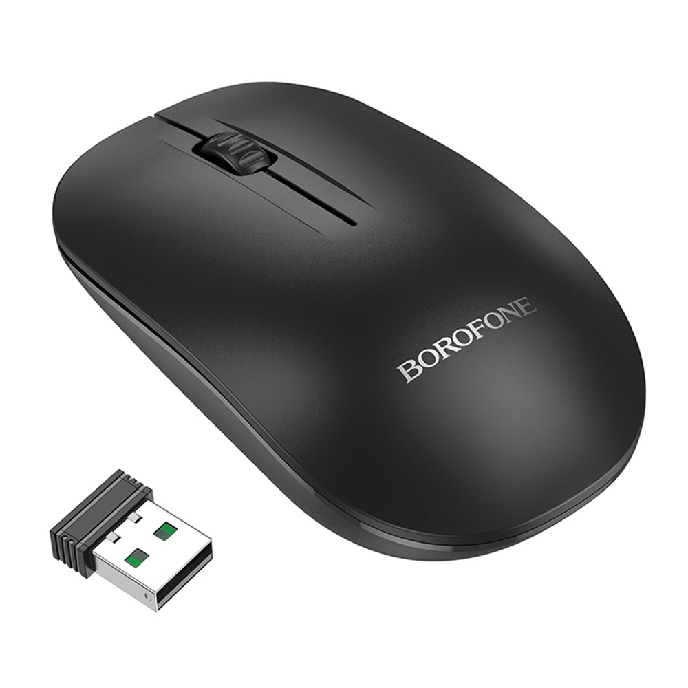 Trådløs mus Borofone BG14 Planet, 1000DPI, BT / Wi-Fi, Sort