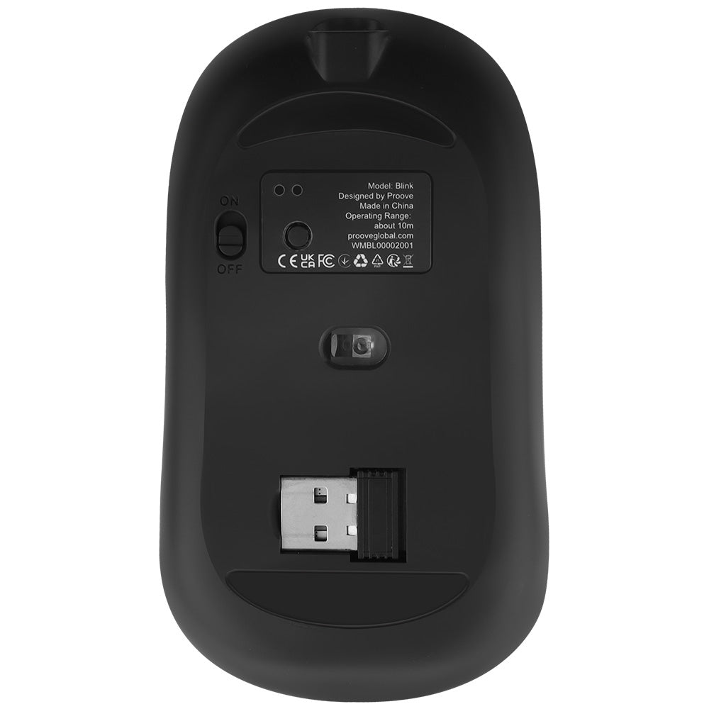 Trådløs mus Proove Blink, RGB, 800DPI - 1600DPI, BT / Wi-Fi, Sort WMBL00002001