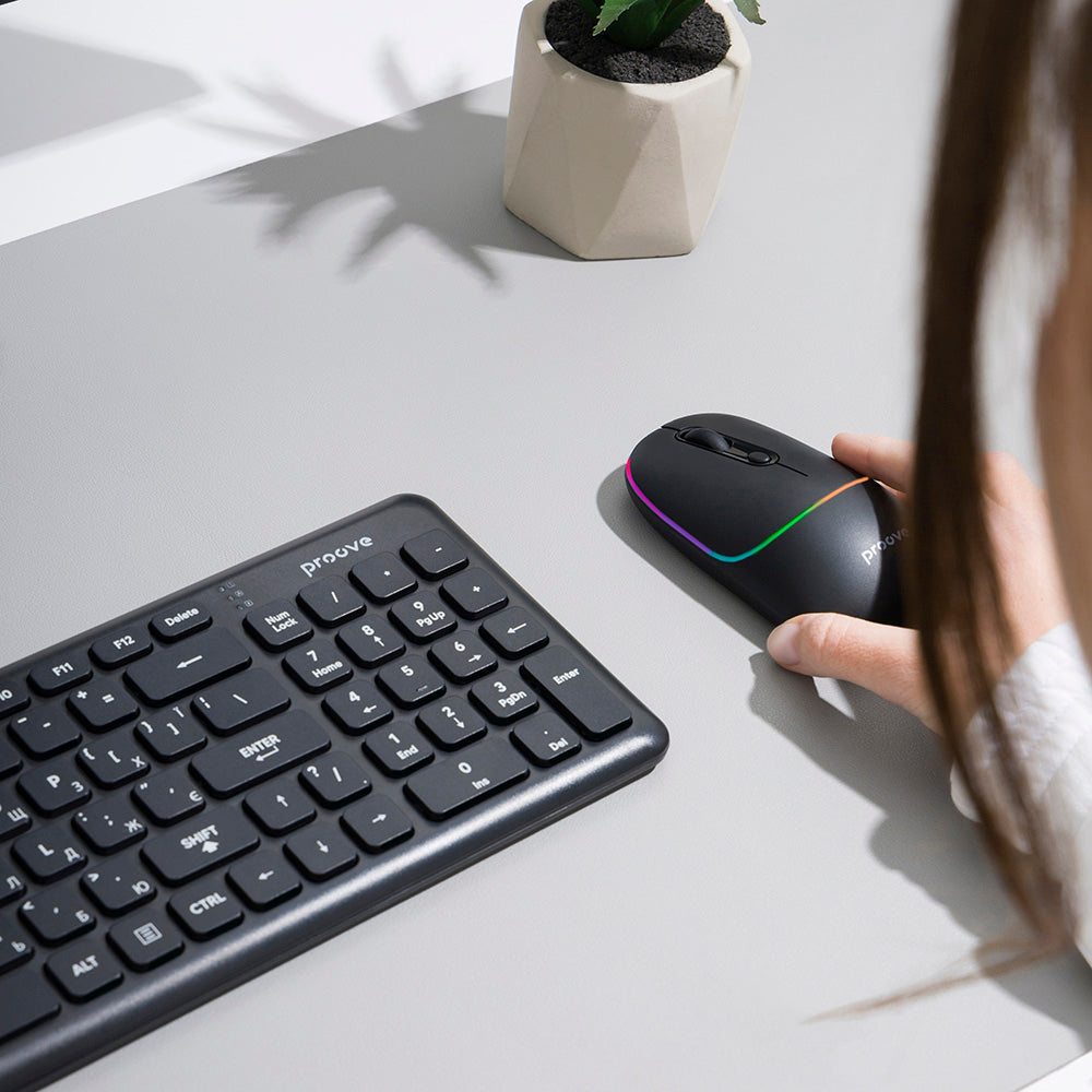 Trådløs mus Proove Blink, RGB, 800DPI - 1600DPI, BT / Wi-Fi, Sort WMBL00002001