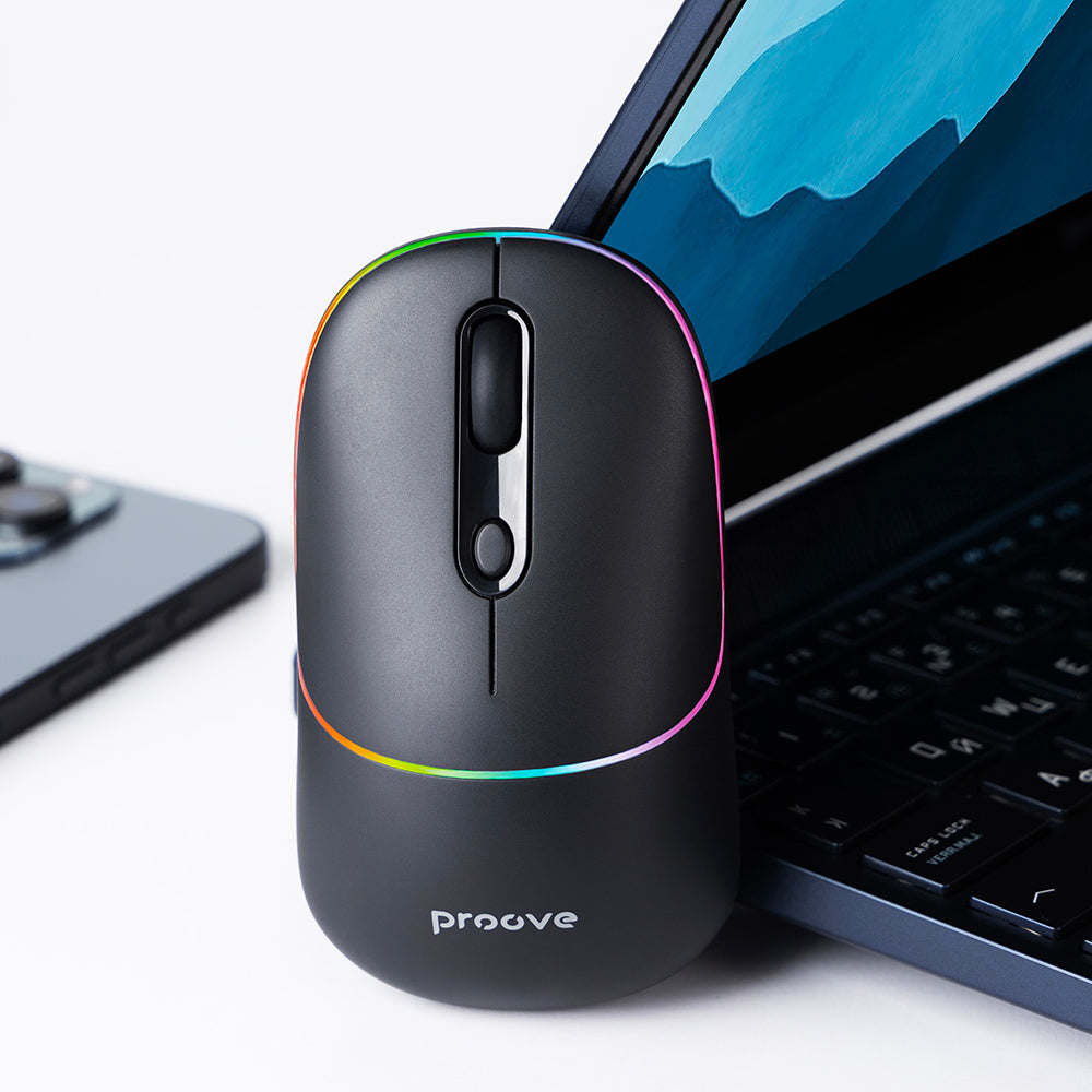 Trådløs mus Proove Blink, RGB, 800DPI - 1600DPI, BT / Wi-Fi, Sort WMBL00002001