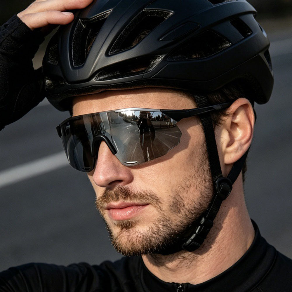 Unisex Techsuit 8853 Cykelbriller, Sorte Sølv