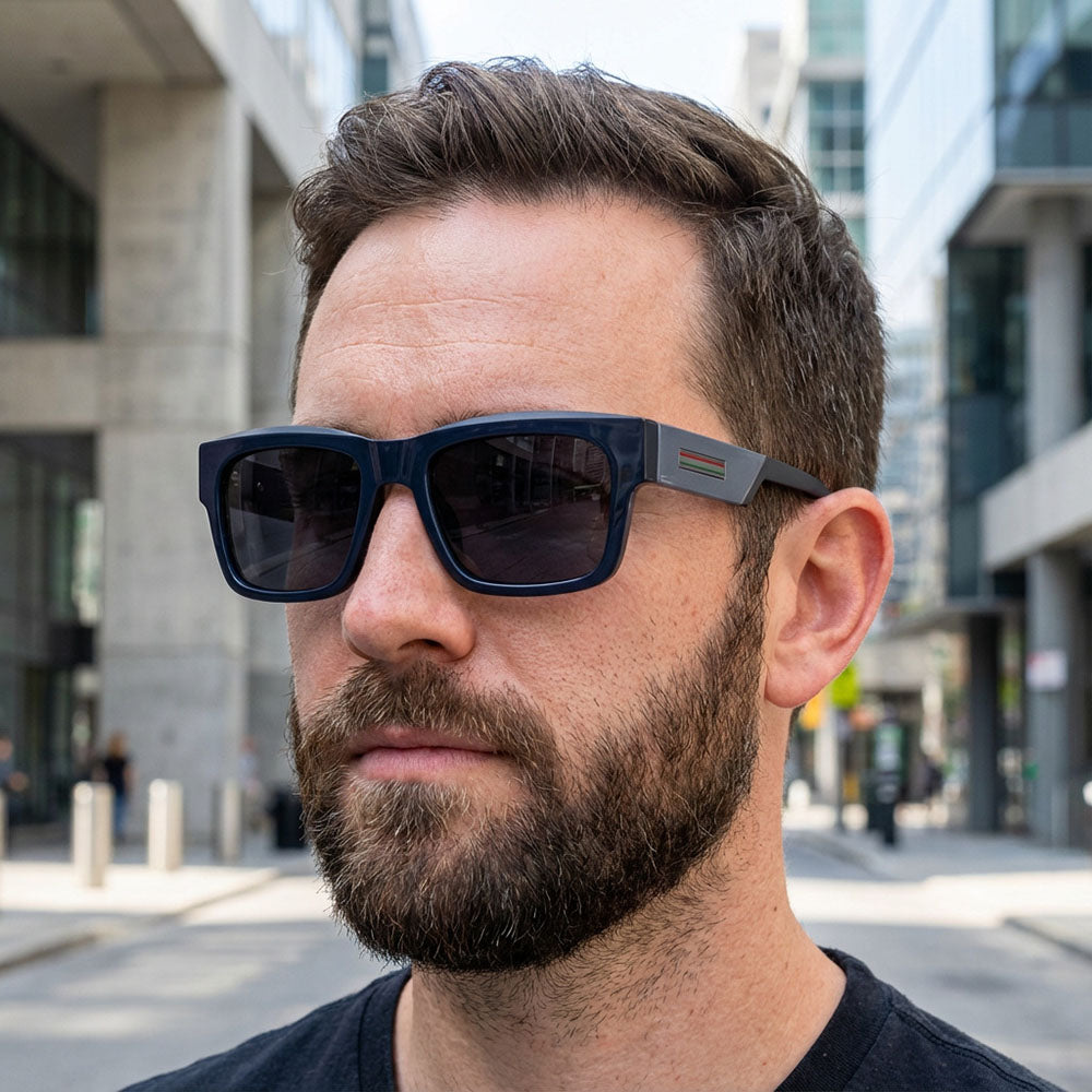 Herre Solbriller Techsuit 8491, Polariserede, UV-beskyttelse, Mat Sort Grå