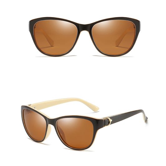 Dame Solbriller Techsuit A572, Polariserede, UV-beskyttelse, Brun Hvid