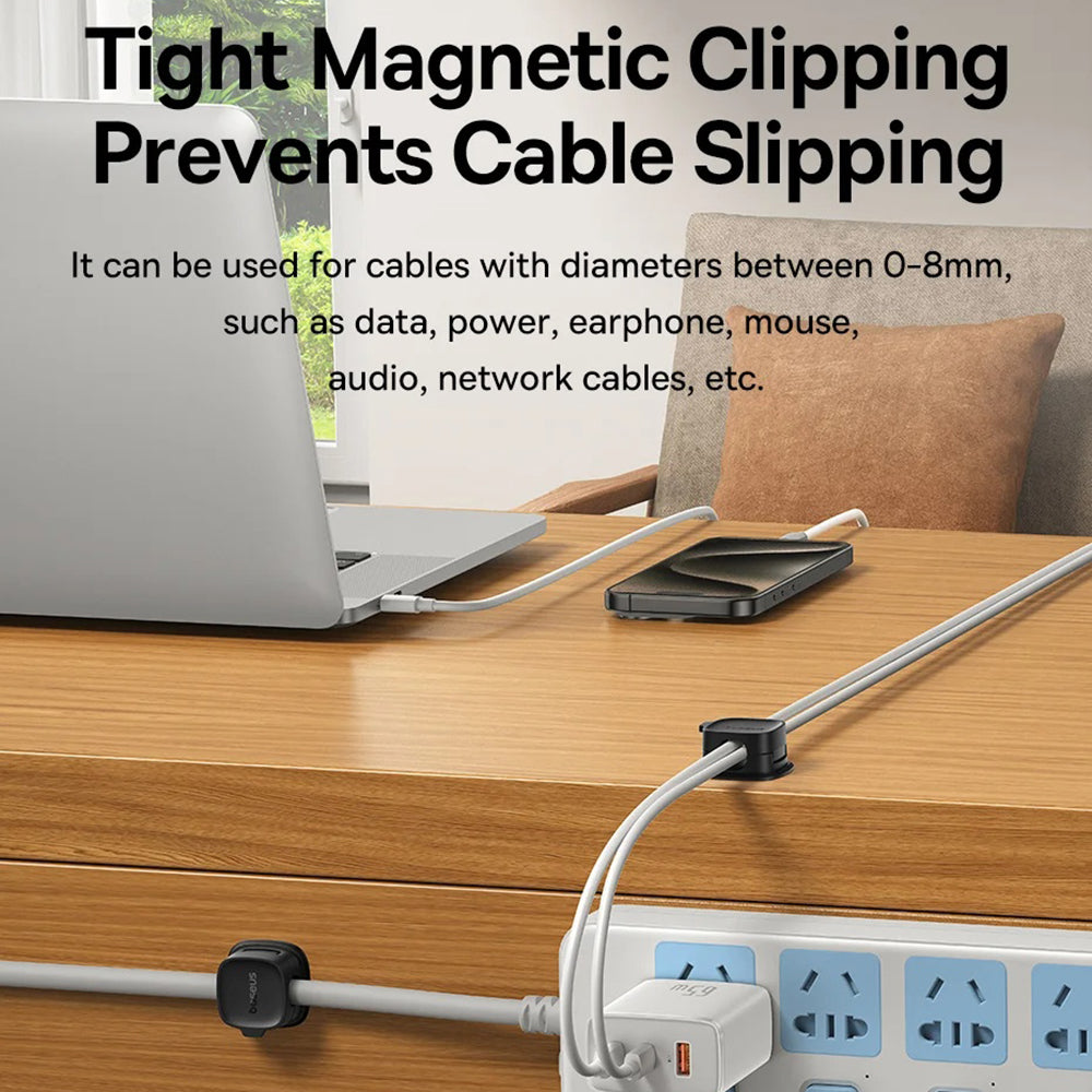 Baseus Lite Magnetic Kabelorganisator, Sæt med 3 Stykker, Sort B01331106111-00