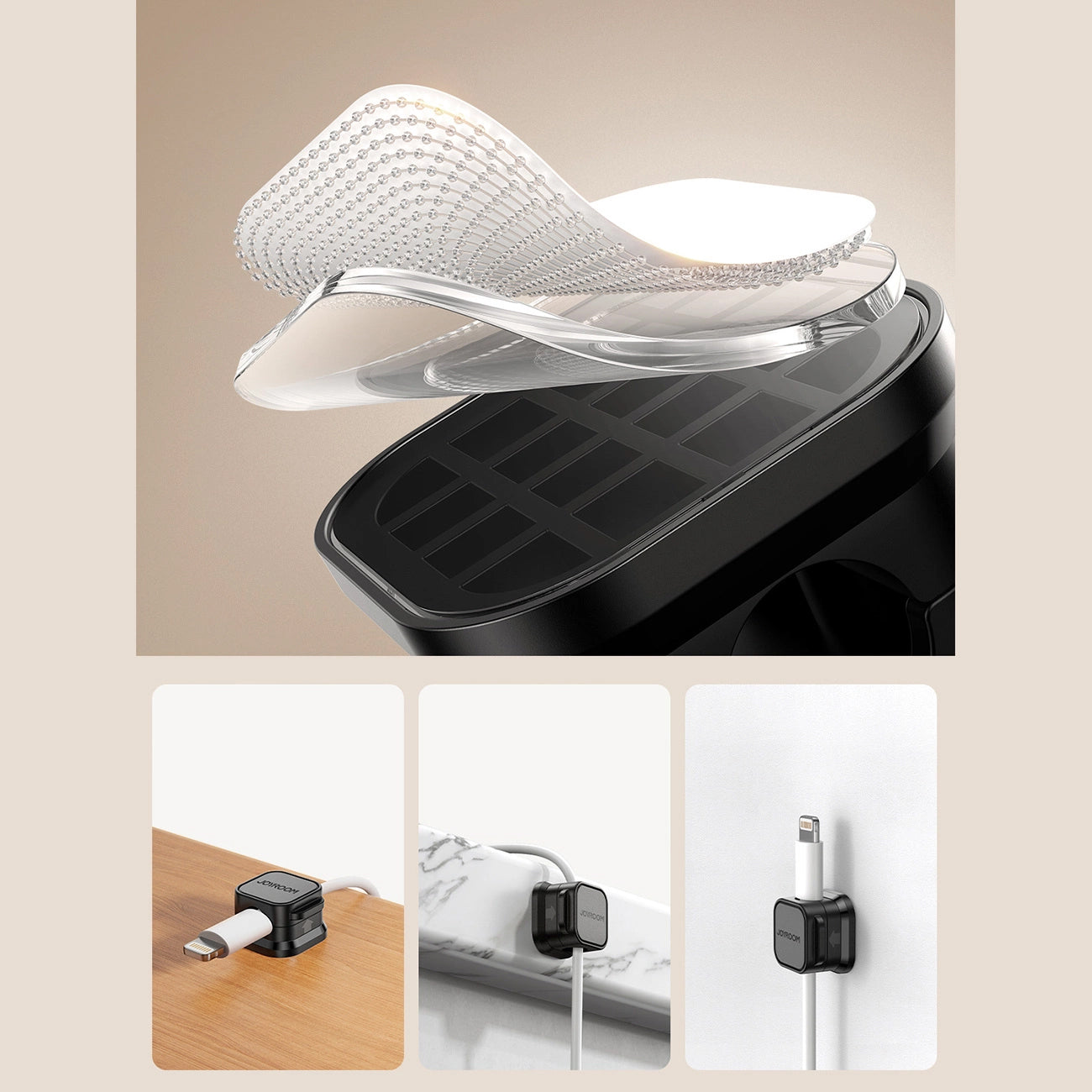 Kabelorganisator Joyroom JR-ZS368, Sæt med 3 Stykker, Sort