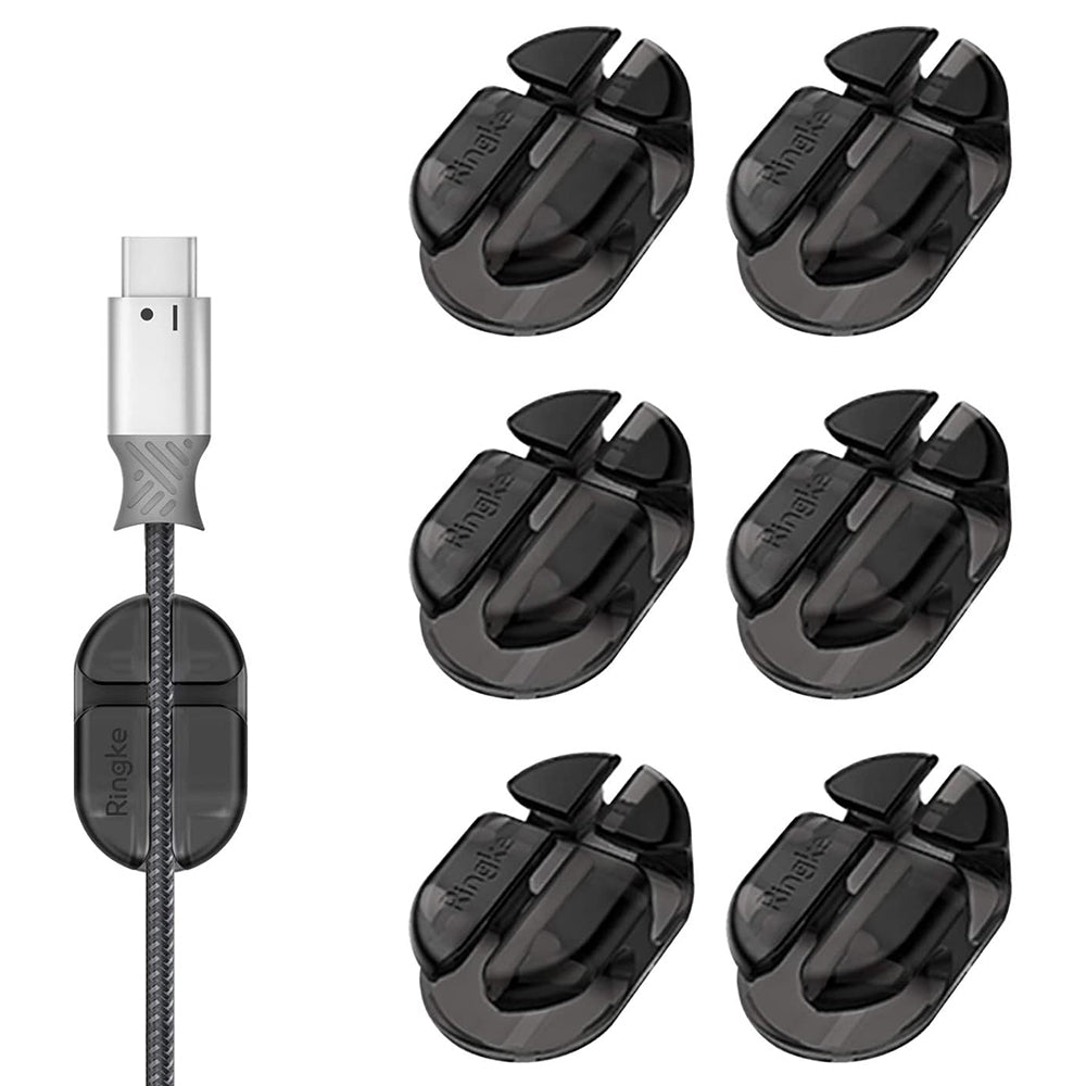 Ringke Kabel Organizer, Sæt med 6 stykker, Sort