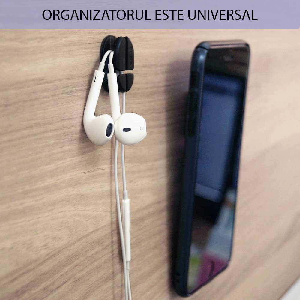 Ringke Kabel Organizer, Sæt med 6 stykker, Sort