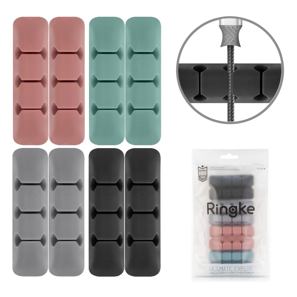 Ringke Kabel Organizer, Sæt med 8 stykker, Forskellige Farver