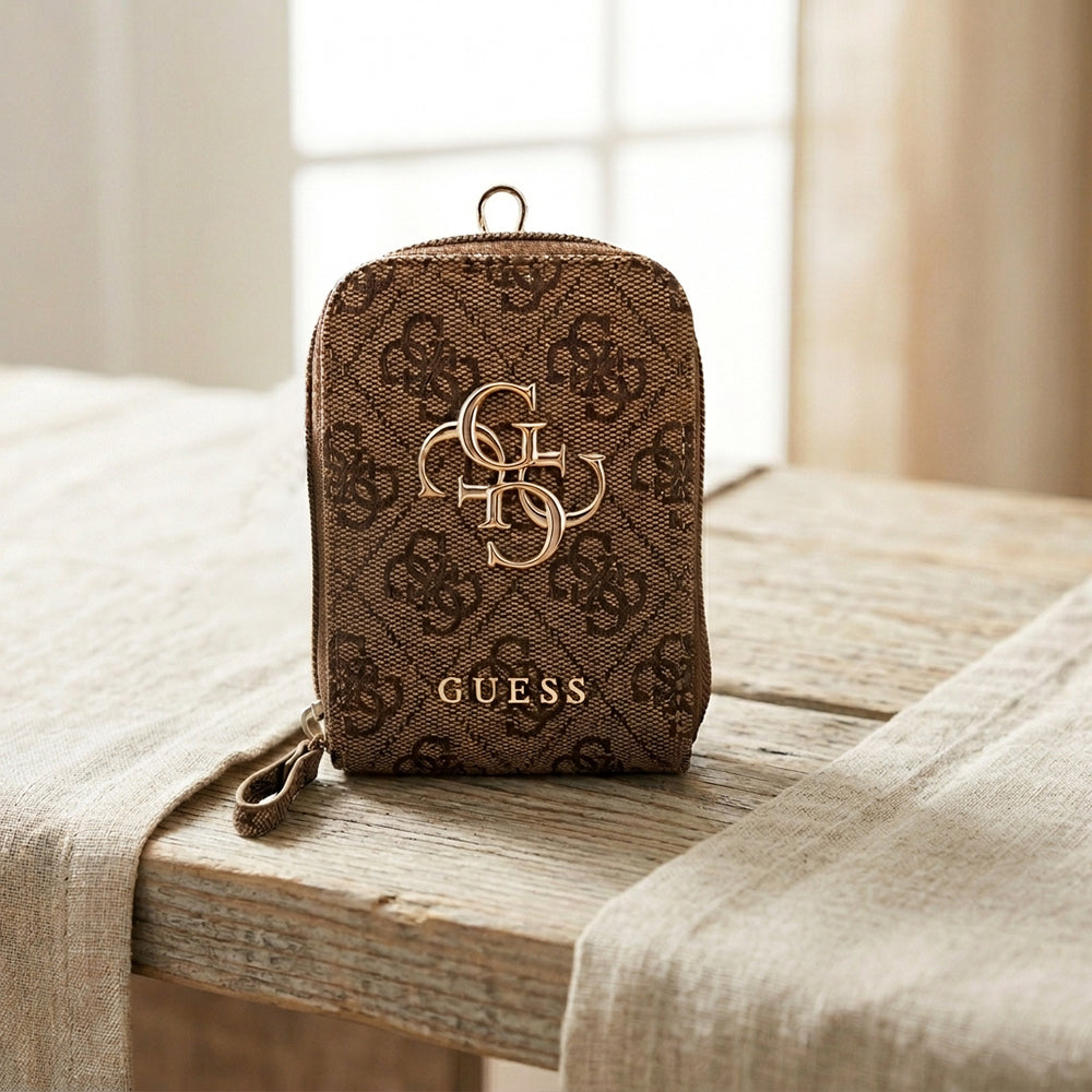 Pung og Telefon Snor Guess 4G Metal Logo, Brun