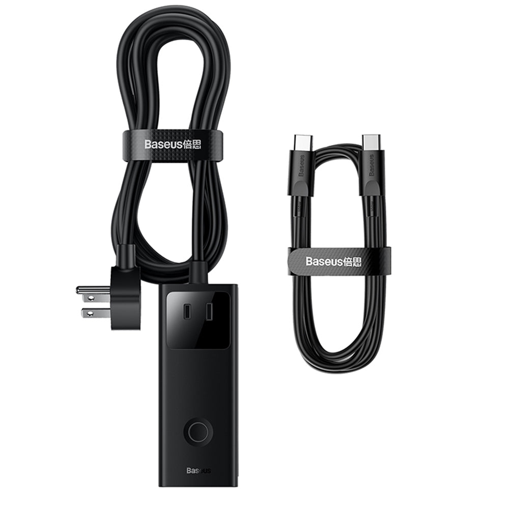 Baseus PowerCombo US Extension Cord, 3 x Socket - 2 x USB-A - 2 x USB-C, Black PSLA020101