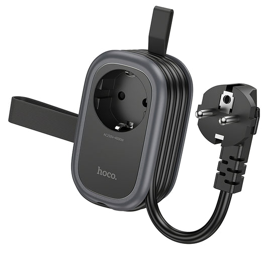 Forlængerledning HOCO NS6, 12W, 2,4A, 2 x USB-A - 1 x USB-C - 1 x Schuko, Sort