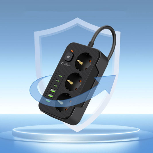 Forlængerledning Tech-Protect PC3X6, 3 x Schuko, Sort