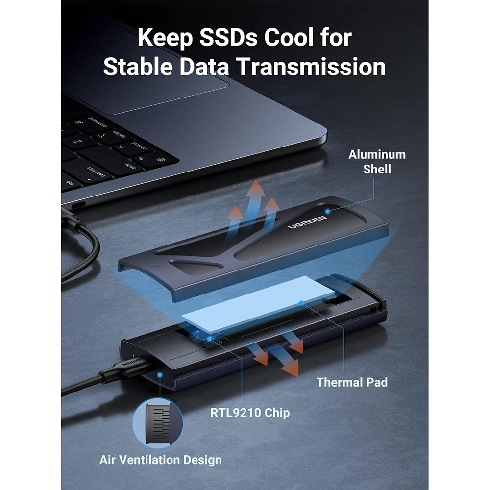 UGREEN CM578 rack til SSD M.2 NVMe, Grå