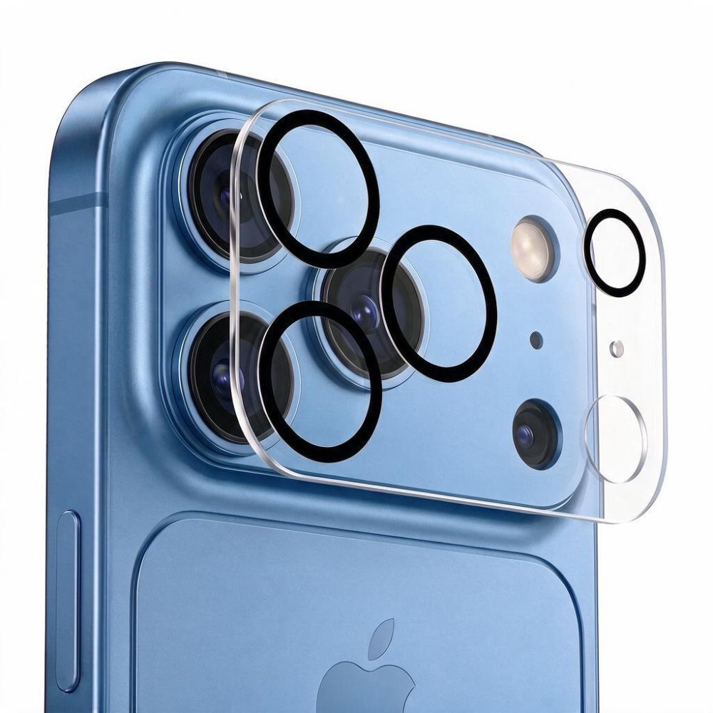 Tech-Protect Cam Fit+ bagkamera beskyttelsesramme til Apple iPhone 18 Pro, hærdet glas, gennemsigtig