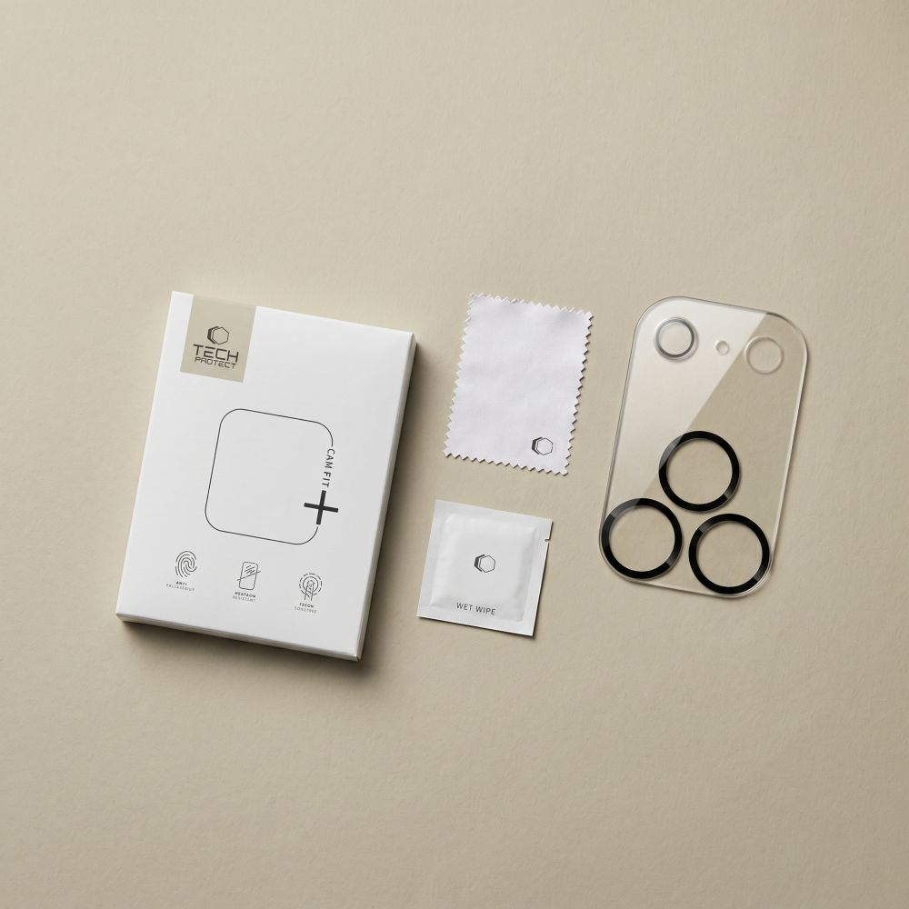 Tech-Protect Cam Fit+ bagkamera beskyttelsesramme til Apple iPhone 18 Pro, hærdet glas, gennemsigtig