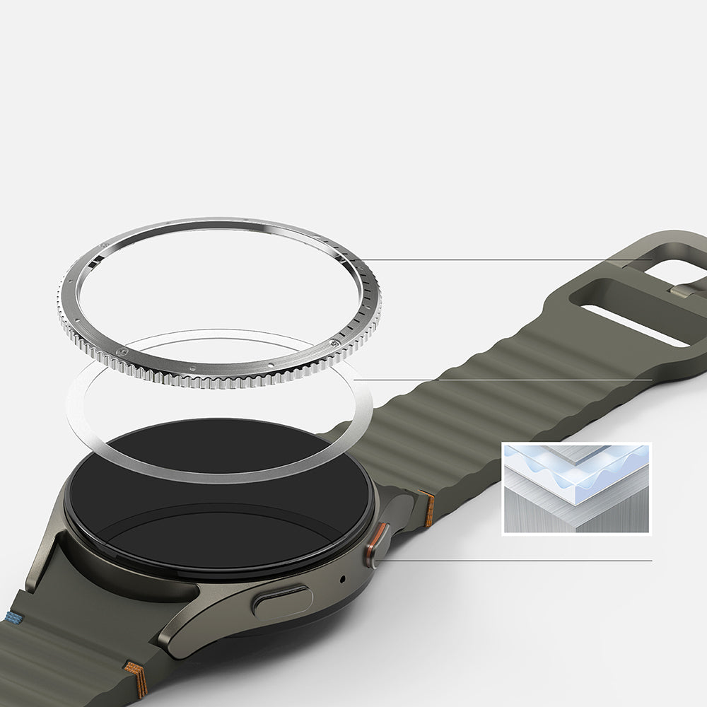 Ringke Styling Beskyttelsesramme til Samsung Galaxy Watch7 40mm, Model 7, Sølvfarvet