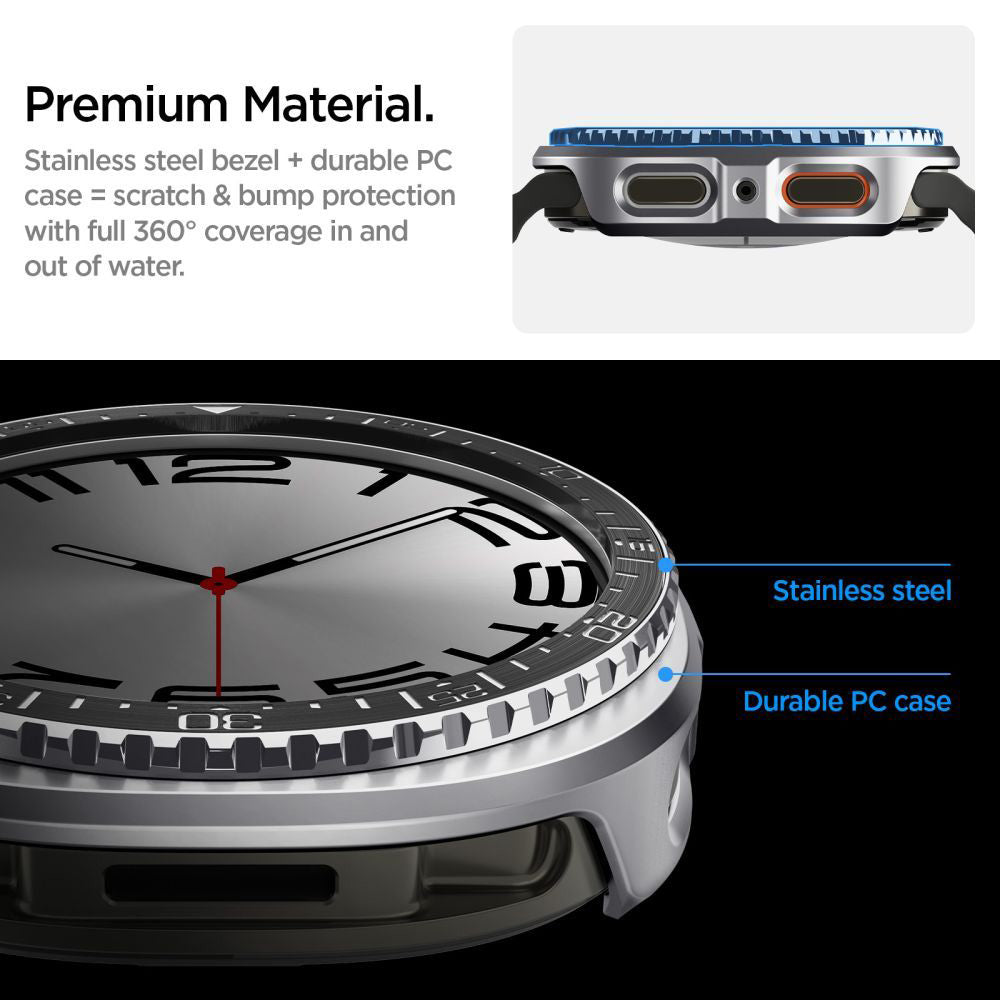 Spigen Tune Pro Diver Beskyttelsesramme til Samsung Galaxy Watch8 44mm, Sort