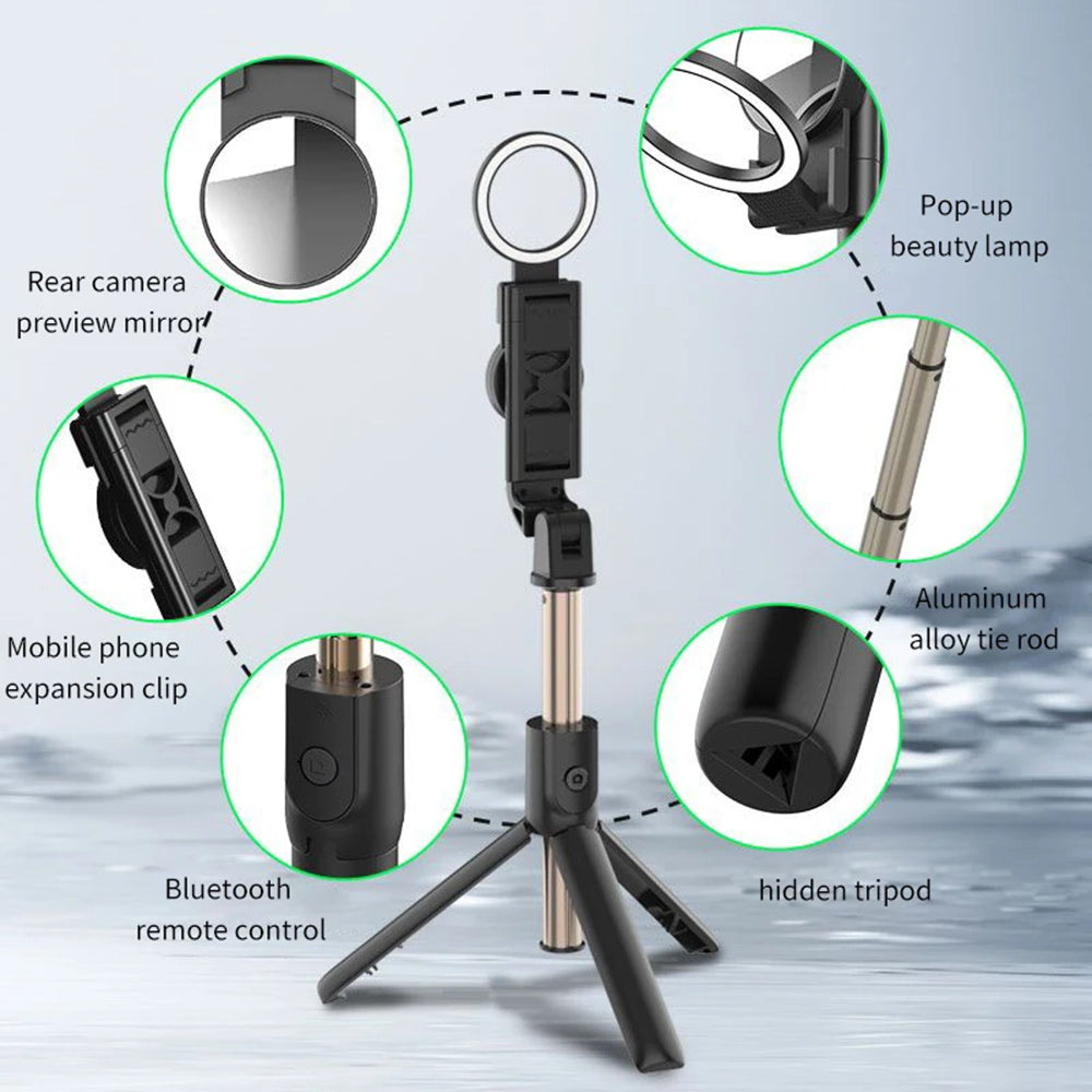 Selfie Stick Bluetooth Techsuit K13, Universal, Sort