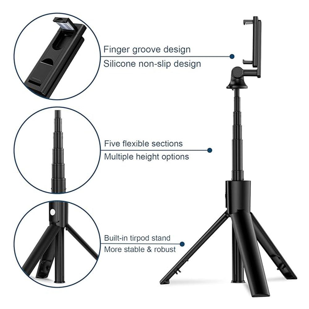Selfie Stick Bluetooth Techsuit K22, Universal, Sort