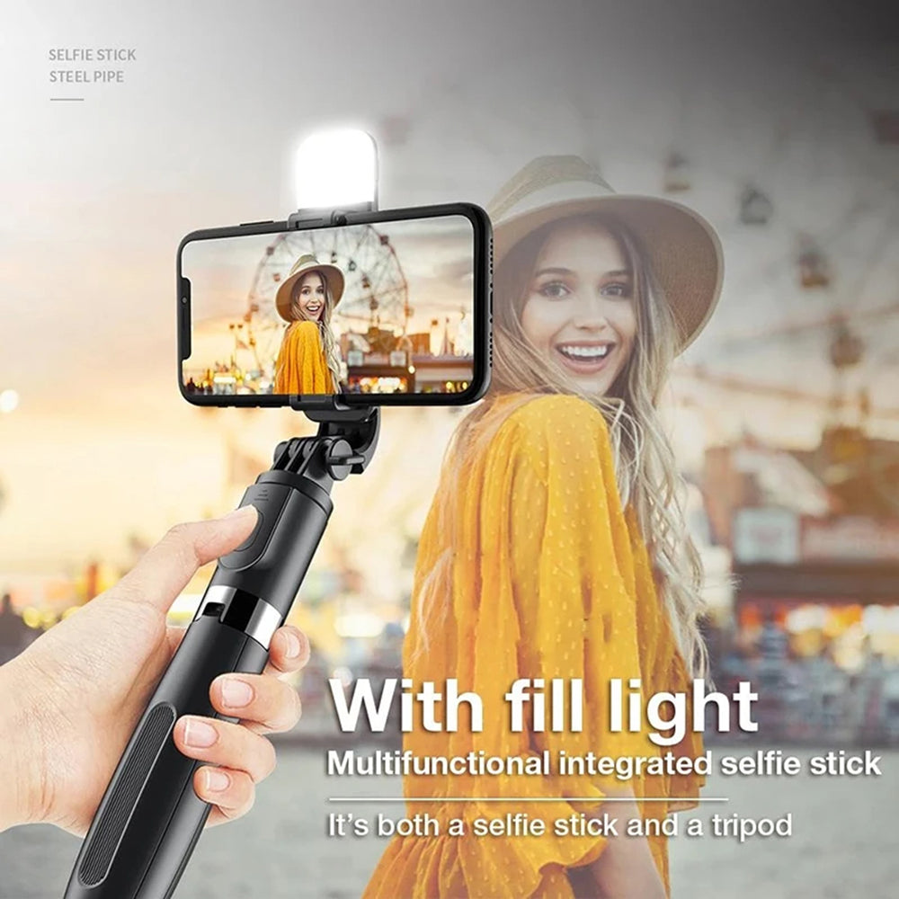Selfie Stick Bluetooth Techsuit L02s, Universal, Sort