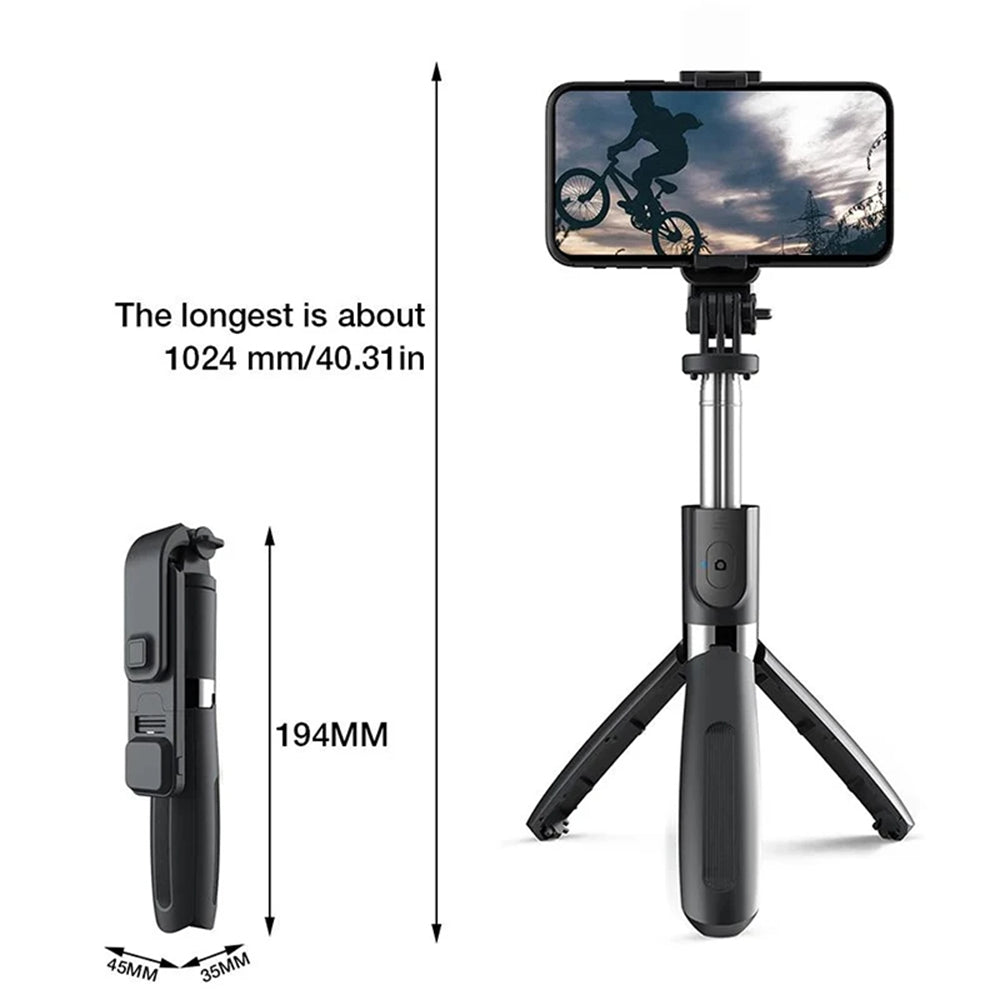 Selfie Stick Bluetooth Techsuit L02s, Universal, Sort