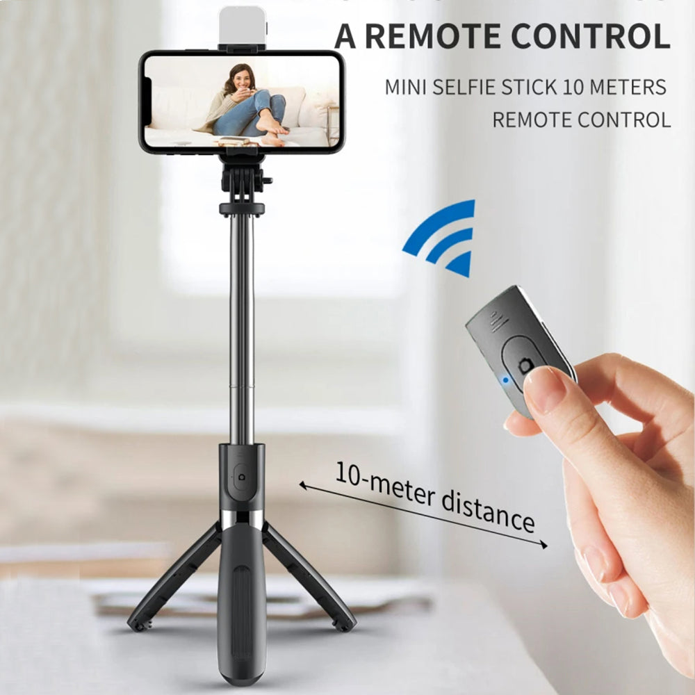 Selfie Stick Bluetooth Techsuit L02s, Universal, Sort