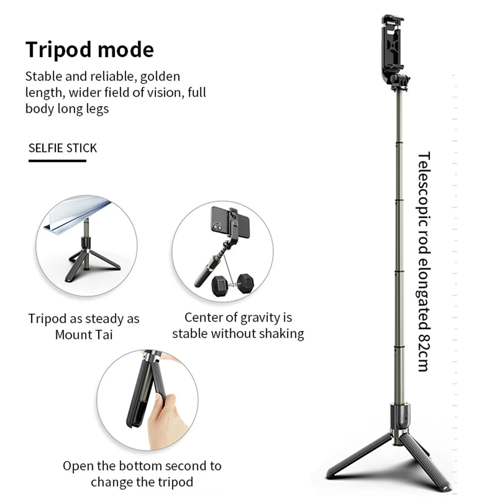 Selfie Stick Bluetooth Techsuit L03, Universal, Sort