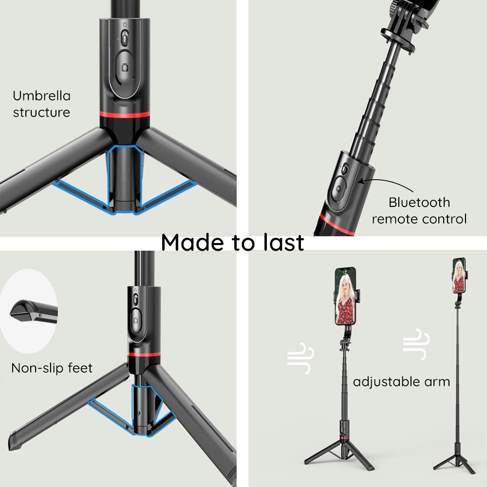 Selfie Stick Bluetooth Techsuit L12, Universal, Sort