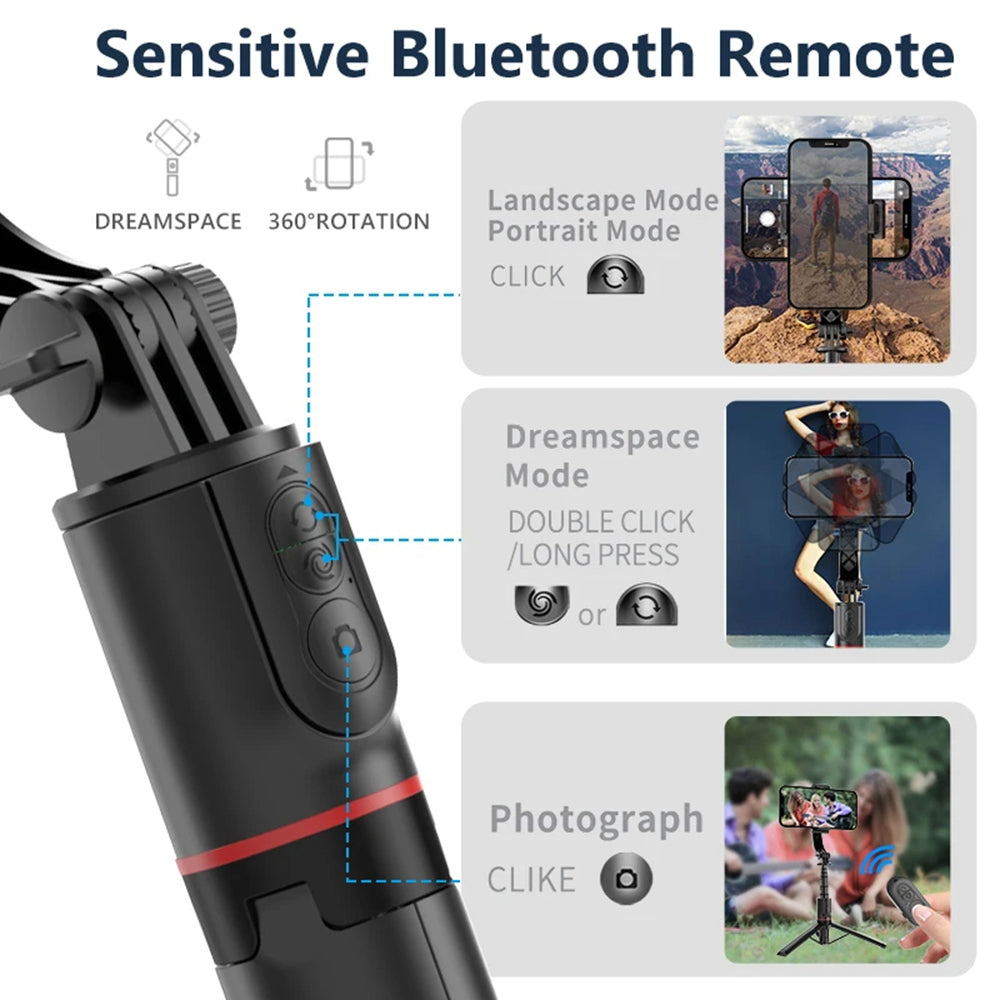 Selfie Stick Bluetooth Techsuit L19, Universal, Sort