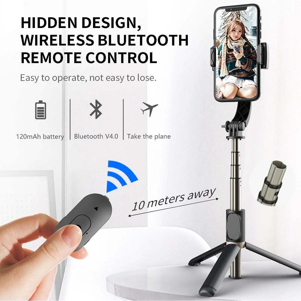Selfie Stick Bluetooth Techsuit Q08, Universal, Sort