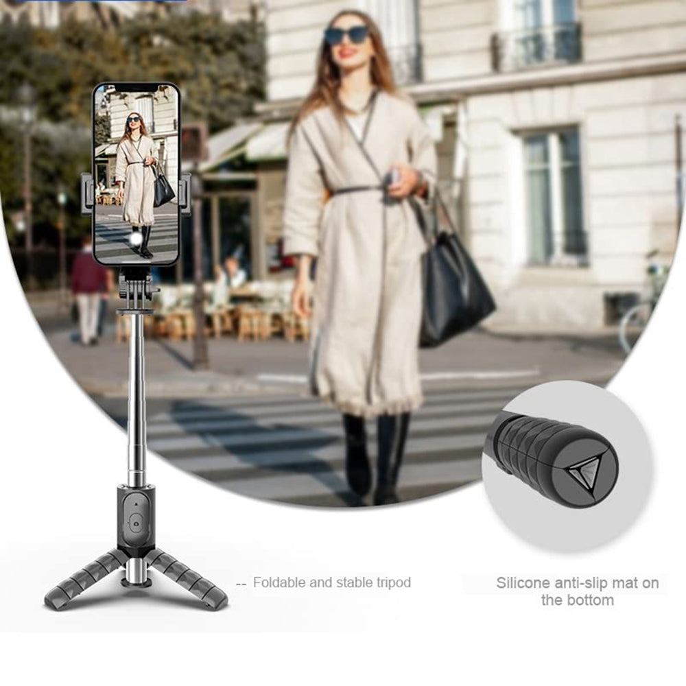Selfie Stick Bluetooth Techsuit Q10, Universal, Sort