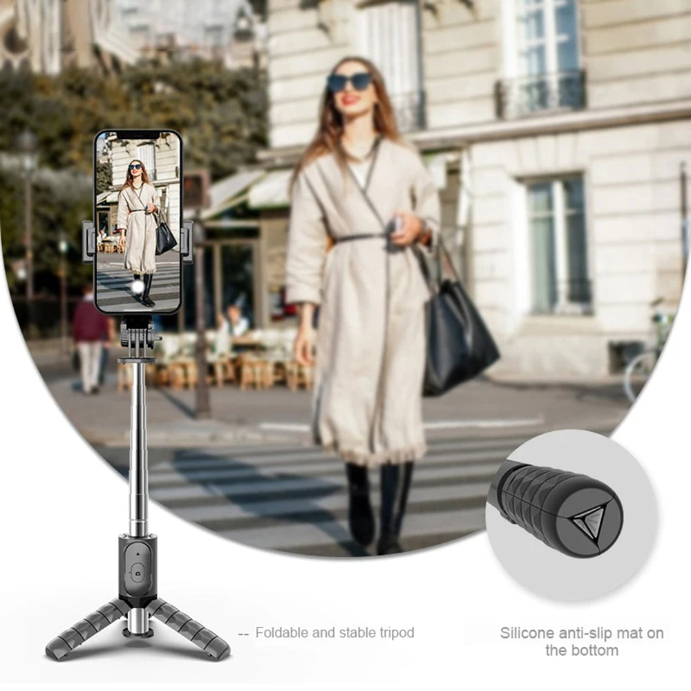 Selfie Stick Bluetooth Techsuit Q11s, Universal, Sort