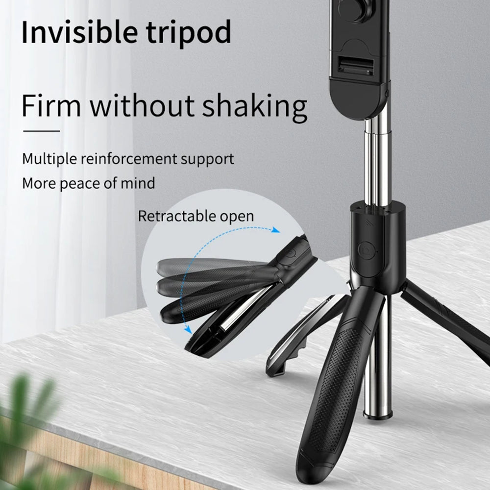Selfie Stick Bluetooth Techsuit S01-S, Universal, Sort
