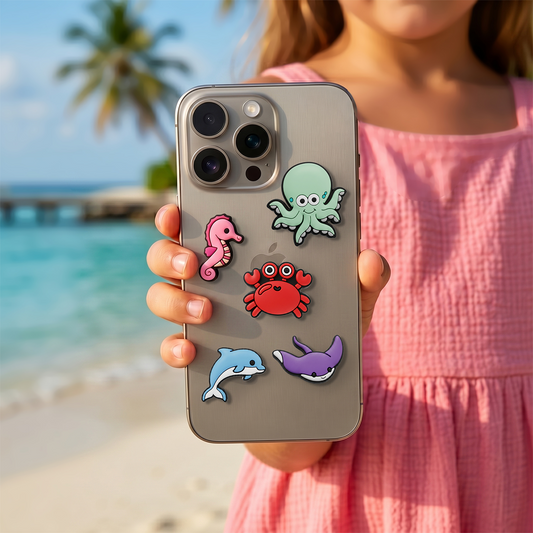 3D OEM Ocean Sticker til Telefon-/Tabletcover, Sæt med 5 stk., Multifarvet