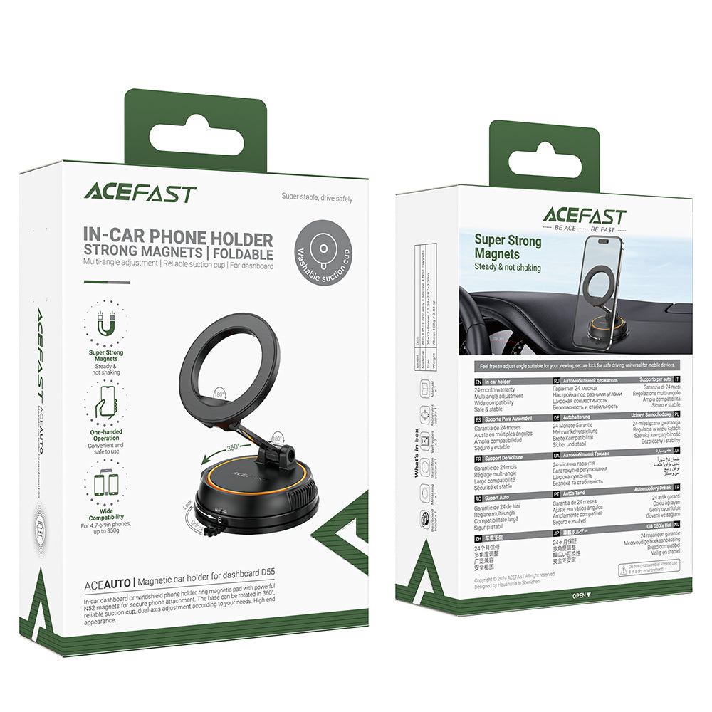 Magnetisk Bilholder Acefast D55, Universal, Sort