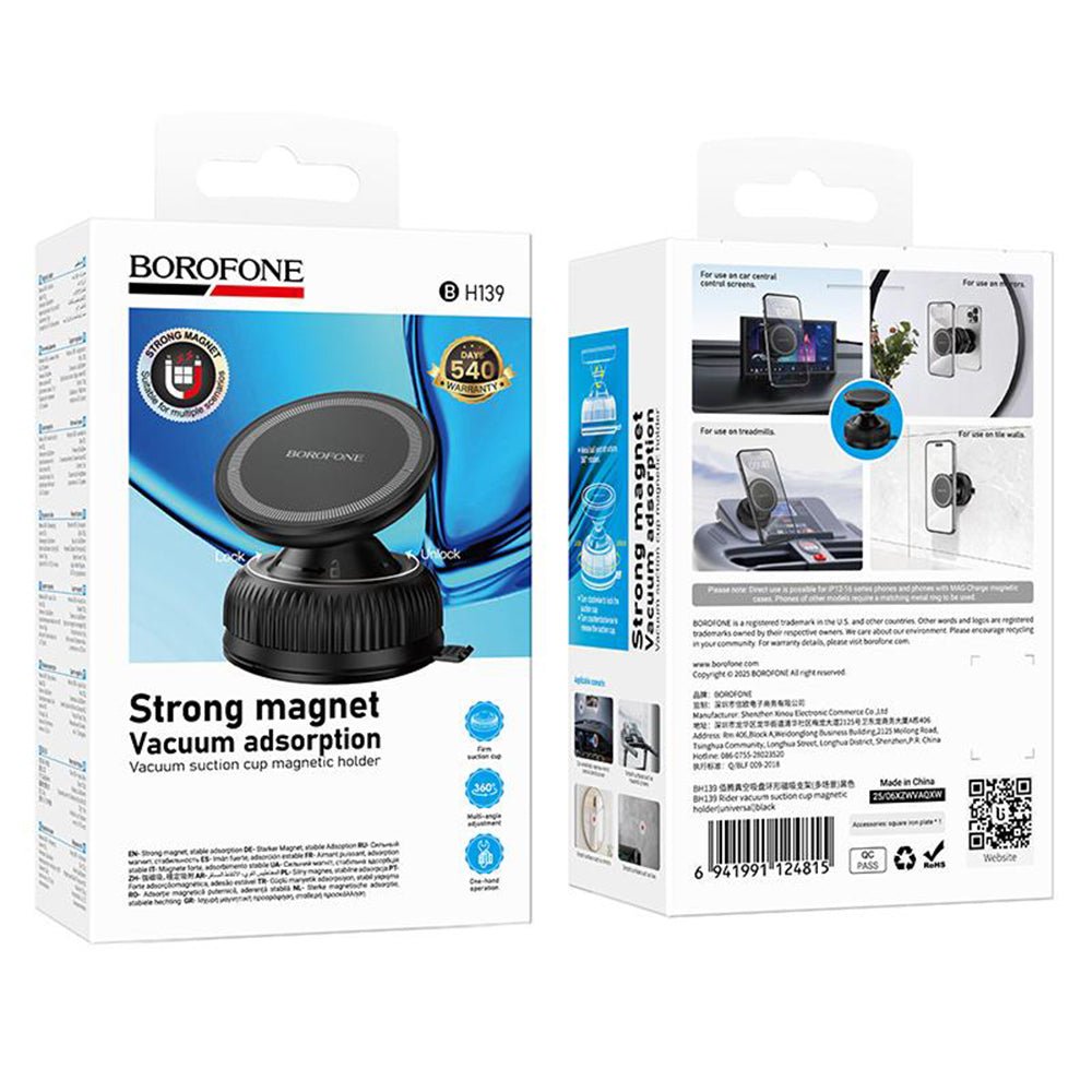 Borofone BH139 Rider Magnetisk Bilholder, 4,5 tommer - 7 tommer, Sort