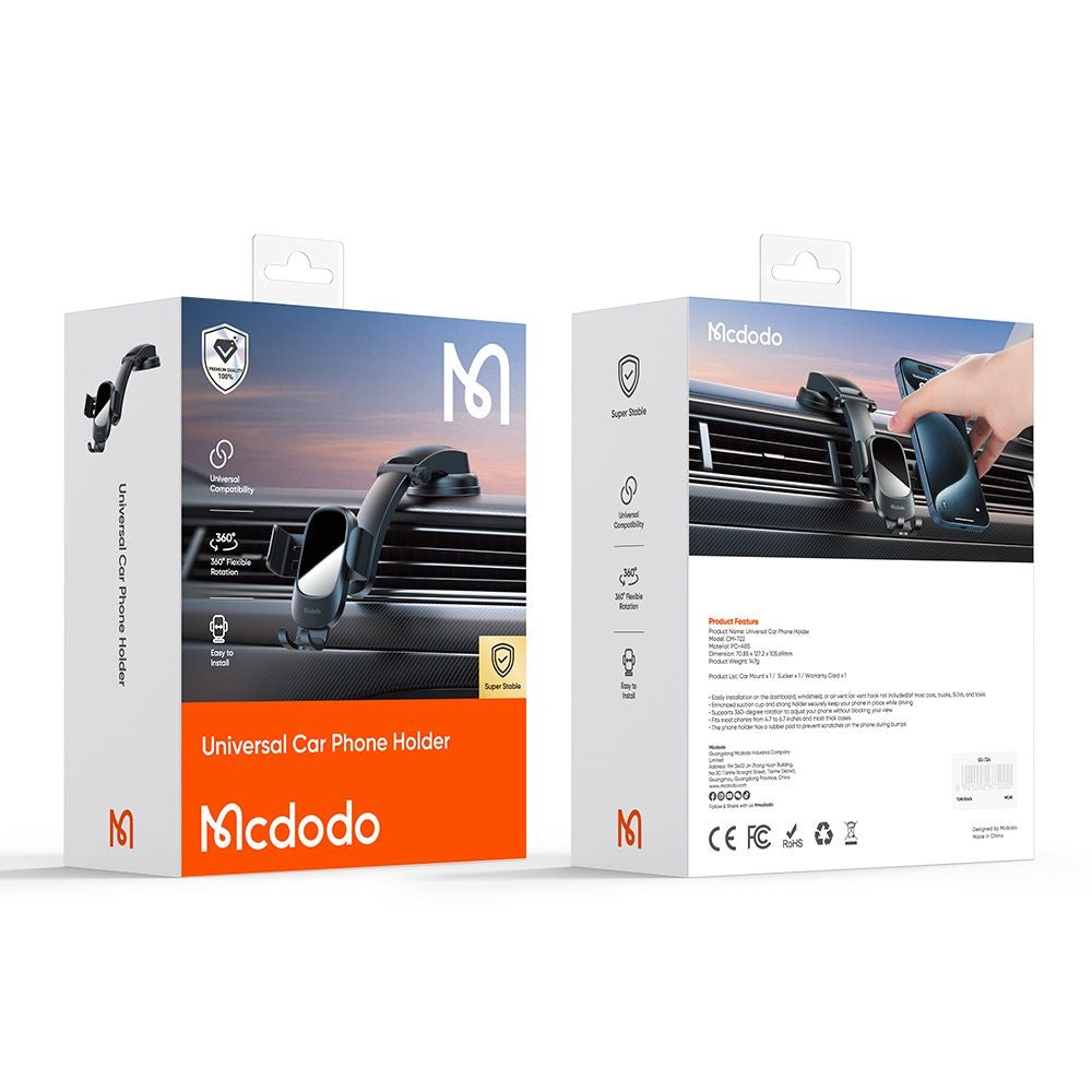 McDodo CM-7220 Bilholder, 4.7 tommer - 6.7 tommer, Sort