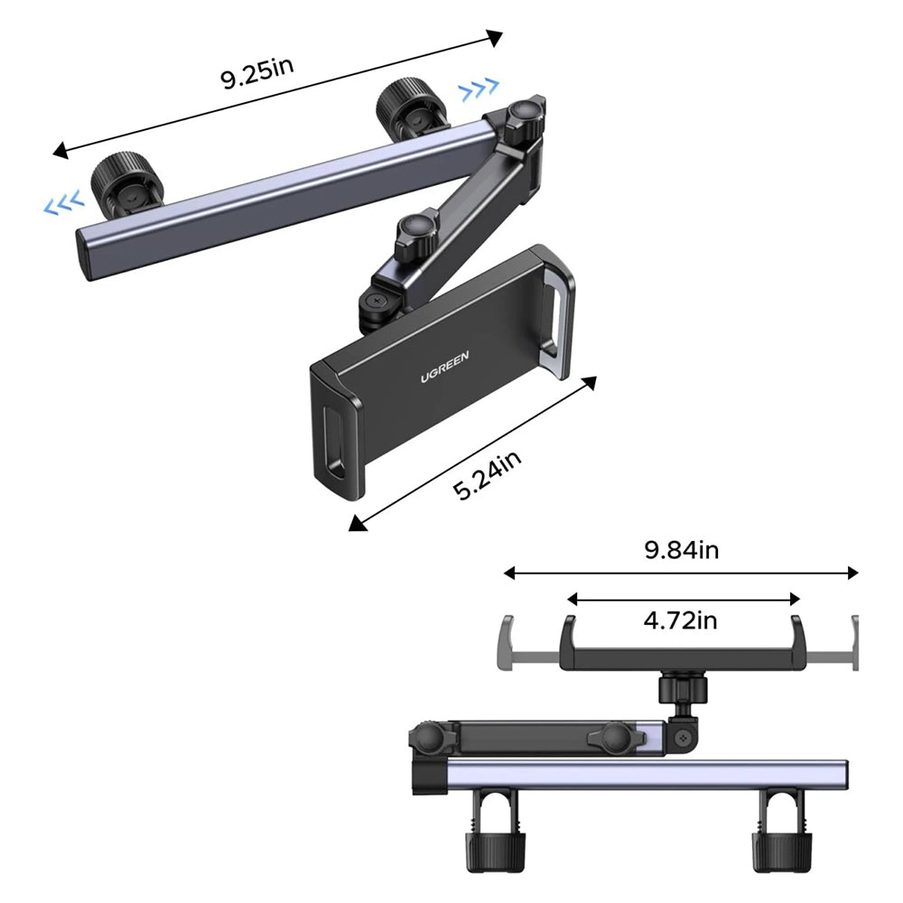 Bilhovedstøtteholder UGREEN LP904 (55443) til Telefon / Tablet, 4.7inch - 9.8inch, Sort