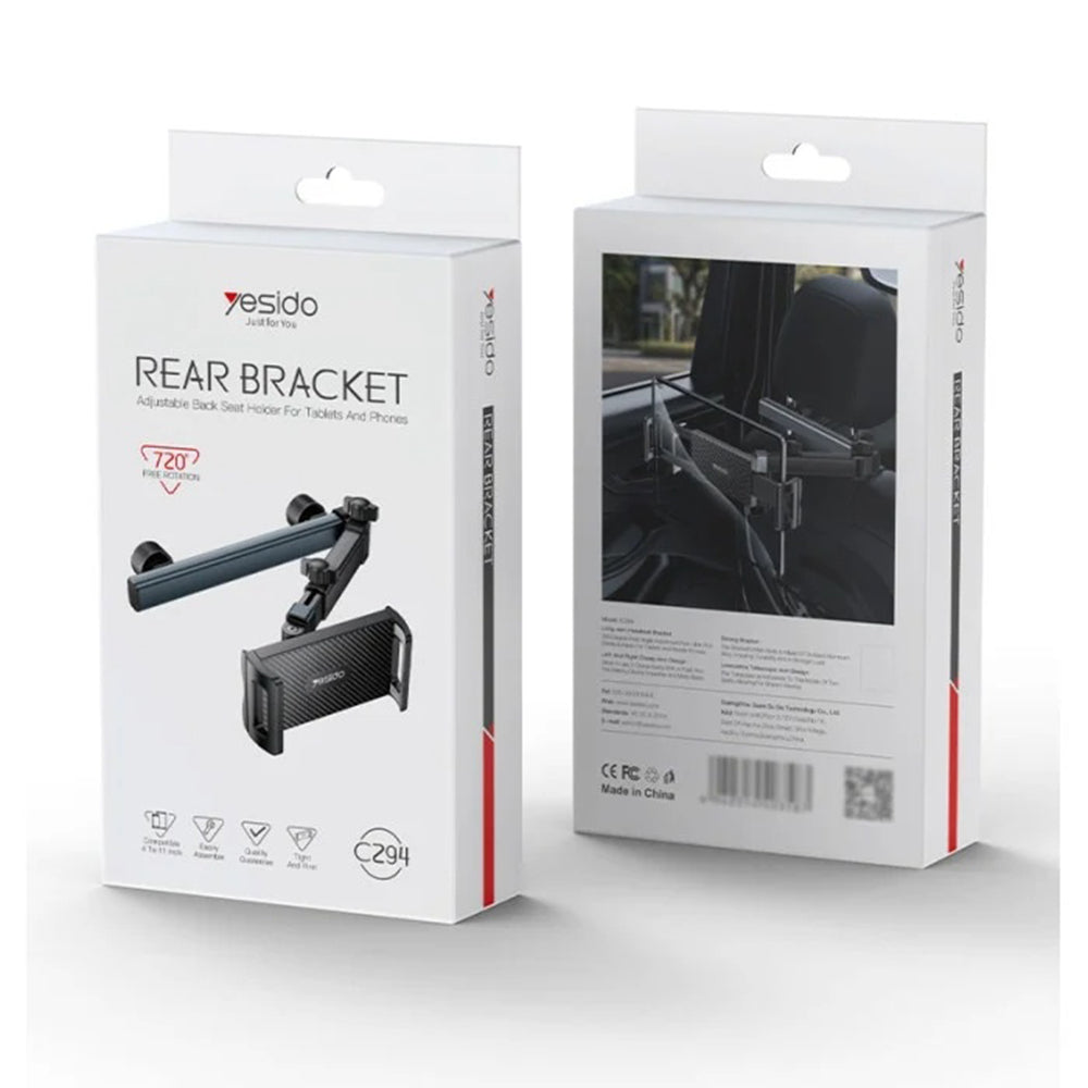 Bilhovedstøtteholder Yesido C294 til Telefon / Tablet, 4.7inch - 13inch, Sort