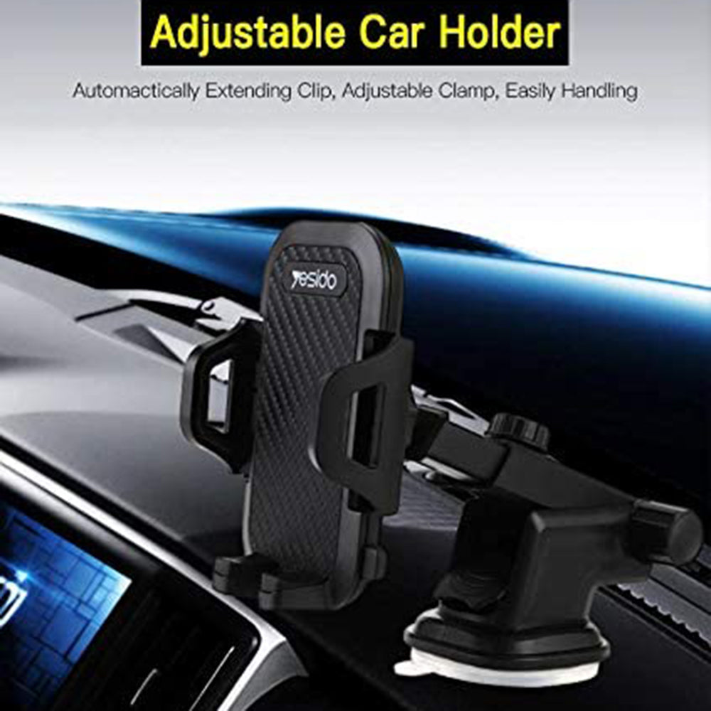 Bilholder Yesido C23, 3.8inch - 6.4inch, Sort