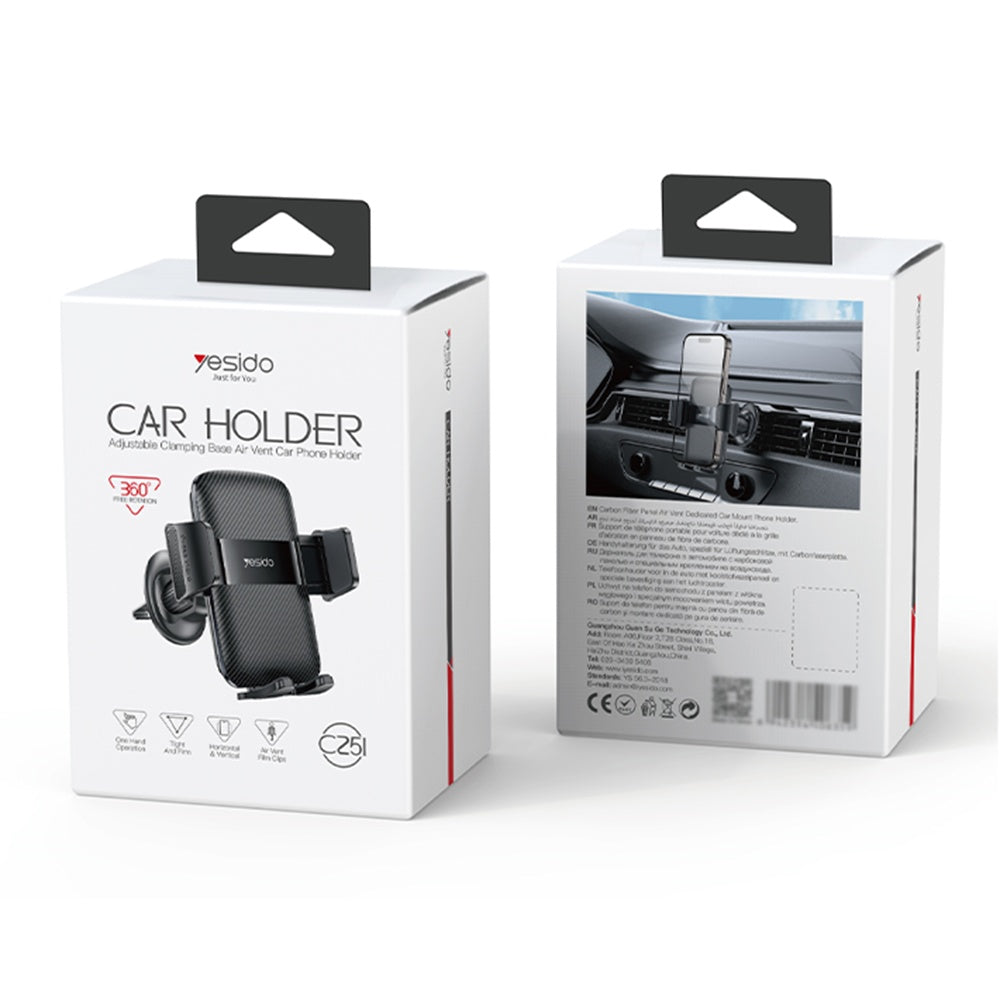 Bilholder Yesido C251, 4.8inch - 7.2inch, Sort