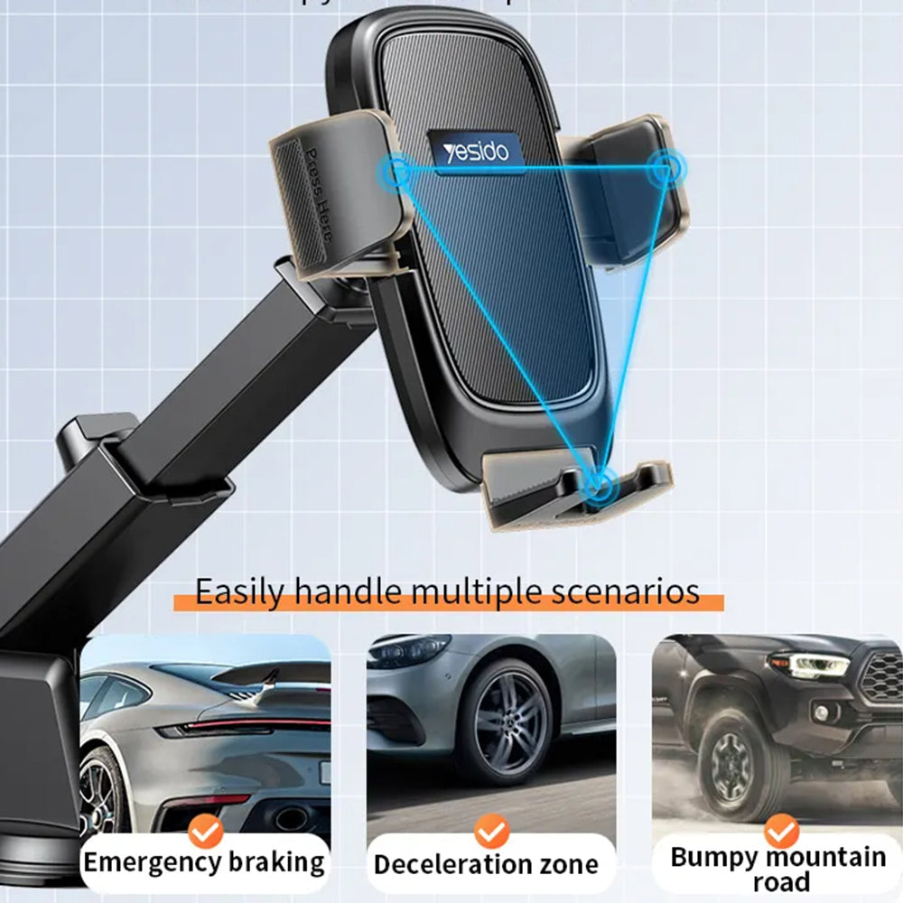 Bilholder Yesido C262, 4.7 tommer - 7.2 tommer, Sort
