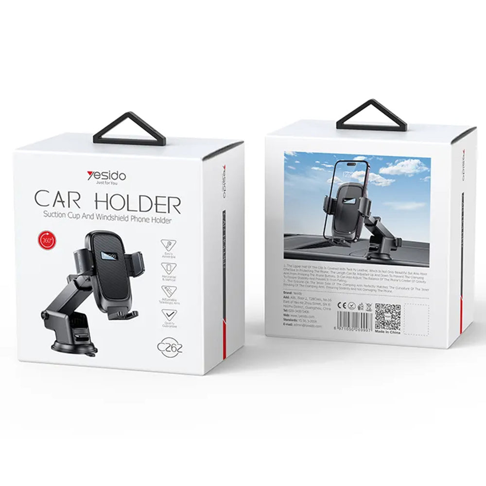 Bilholder Yesido C262, 4.7 tommer - 7.2 tommer, Sort
