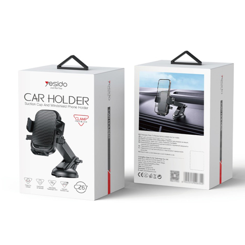 Bilholder Yesido C267, 4.7inch - 7.2inch, Sort