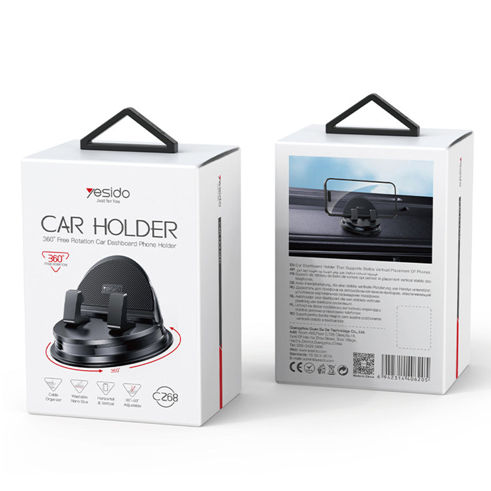 Bilholder Yesido C268, 4inch - 8inch, Sort