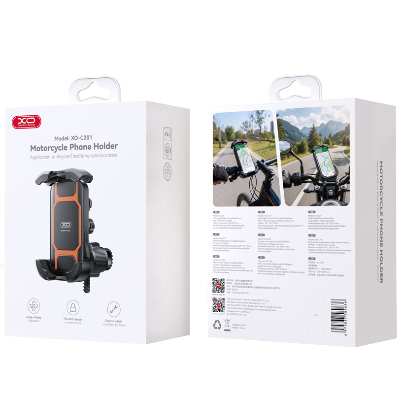 Cykel- og Motorcykelholder XO Design C201, 4,5 tommer - 7 tommer, Sort Orange