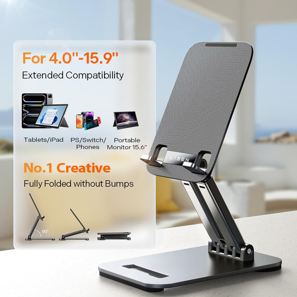 Lisen Skrivebordsstøtte til Telefon / Tablet, 4inch - 15.9inch, Sort YL0424080007