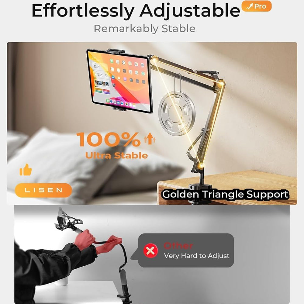 Lisen Skrivebordsstøtte til Telefon / Tablet, 4.7inch - 12.9inch, Sort YL0223060007