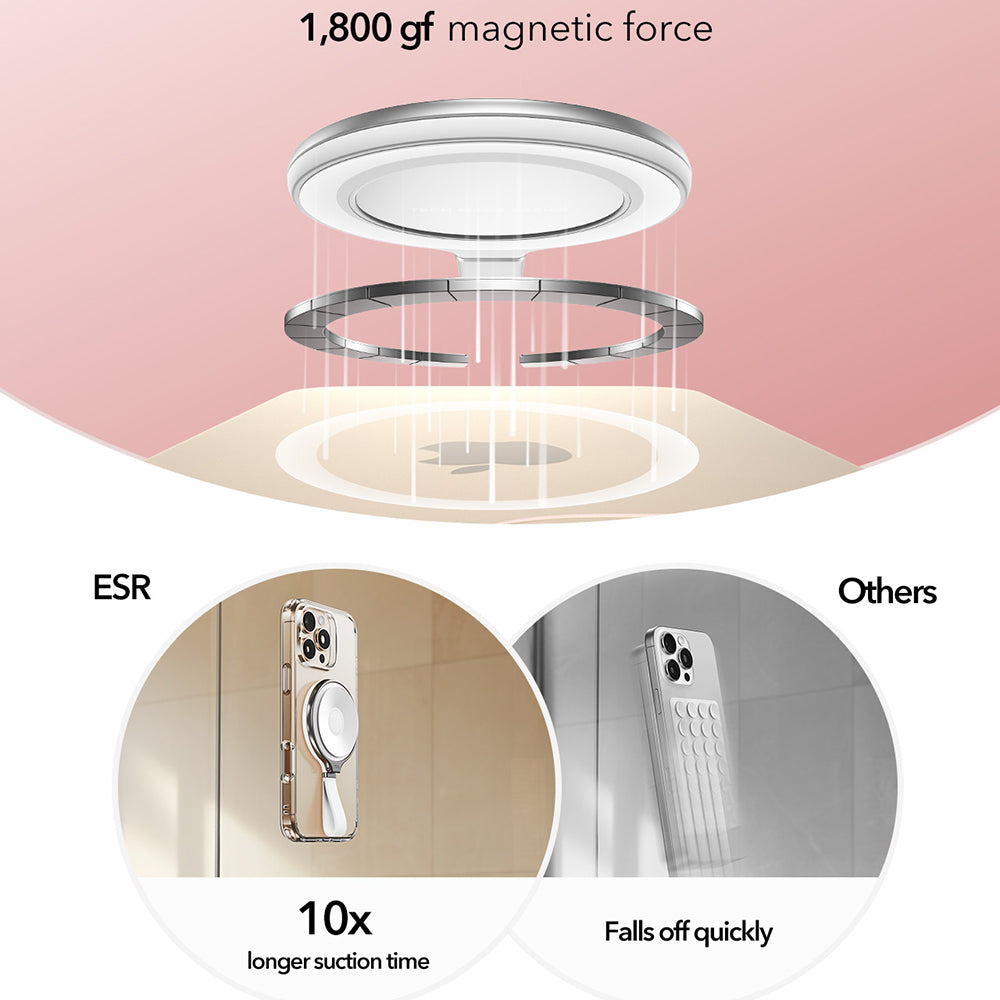 ESR HaloLock Læder Ringholder, Universal, Hvid