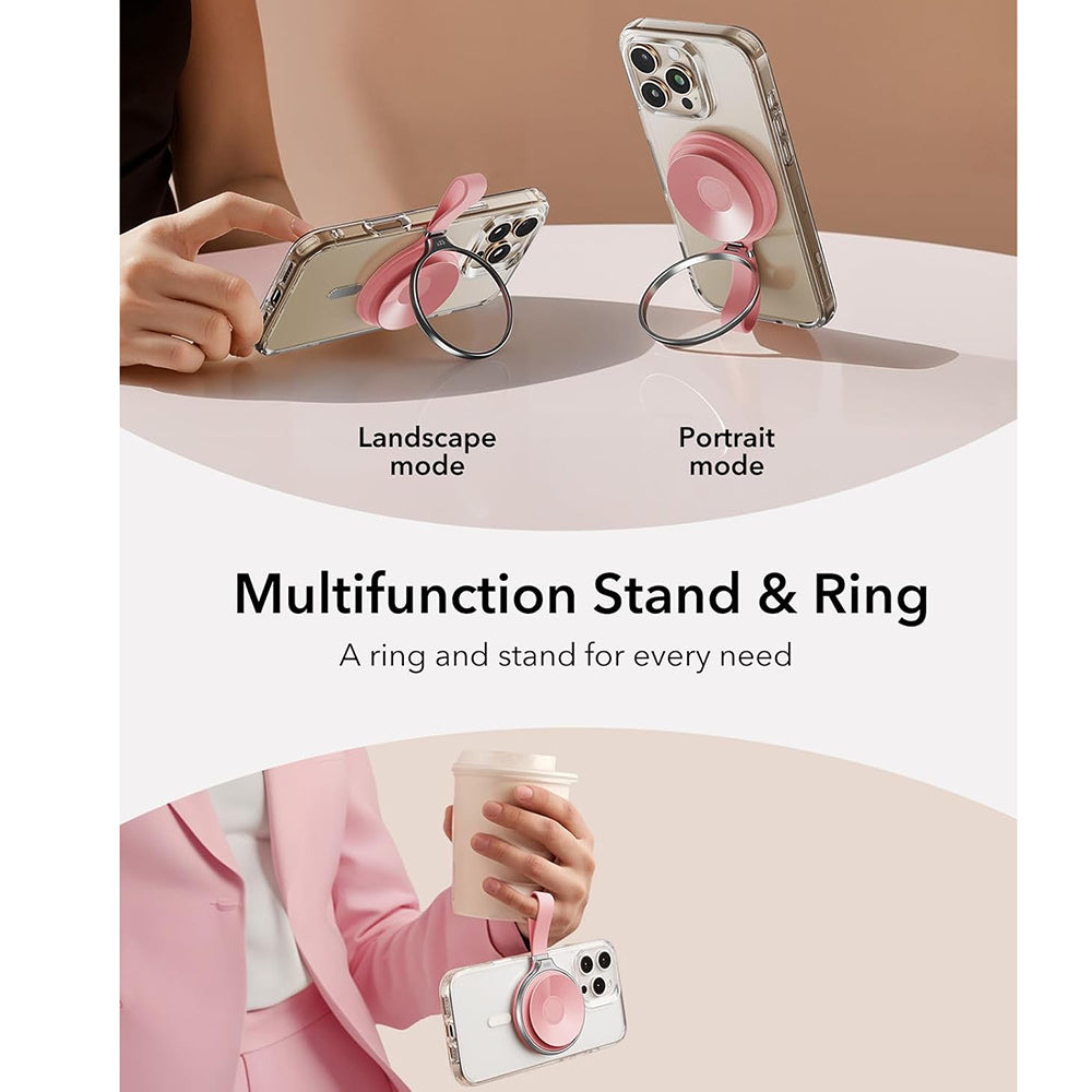 ESR HaloLock Læder Ringholder, Universal, Pink